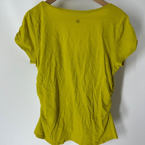 Athleta Lime Green Embroidered V-Neck Womens Short Sleeve Top - Size L - Picture 6 of 8